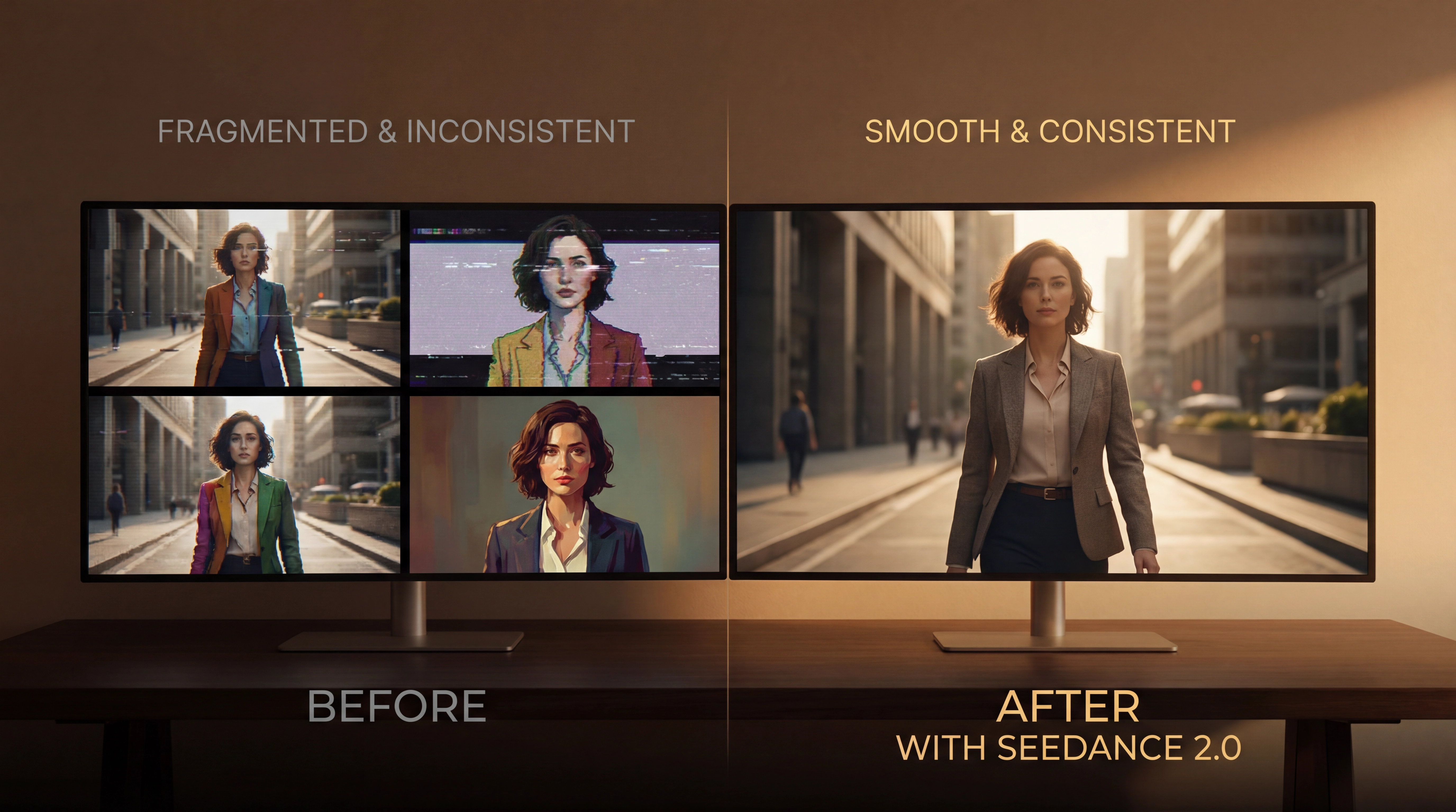 Comparación de consistencia de video: IA tradicional vs Seedance 2.0
